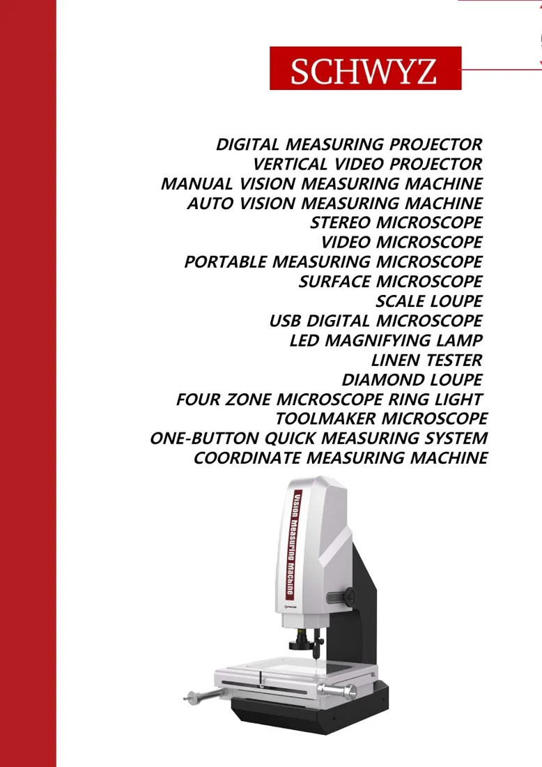 SCHWYZ Optik & Vision Ölçüm katalog kapağı